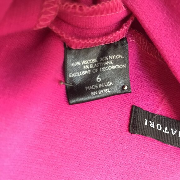 Josie Natori Pink Jersey Sleeveless Peplum Dress Size 6 Bodycon Mob Wife - Picture 9 of 13